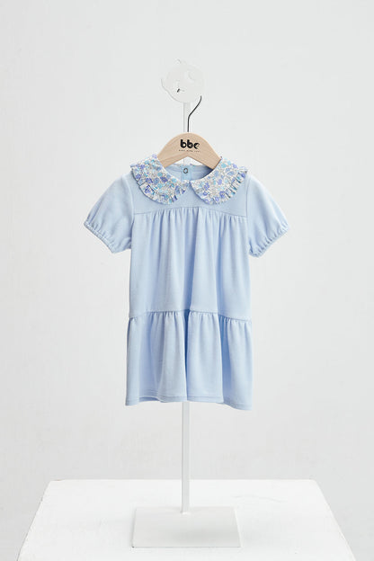 Main コレクション: Floral - フローラル フレンチ風花柄襟ケーキ型ワンピース