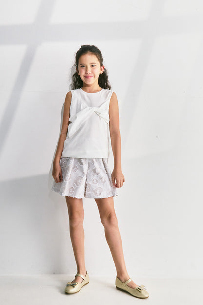 【予約商品】Luxury コレクション：Mini Fleur ツイストノースリーブトップス