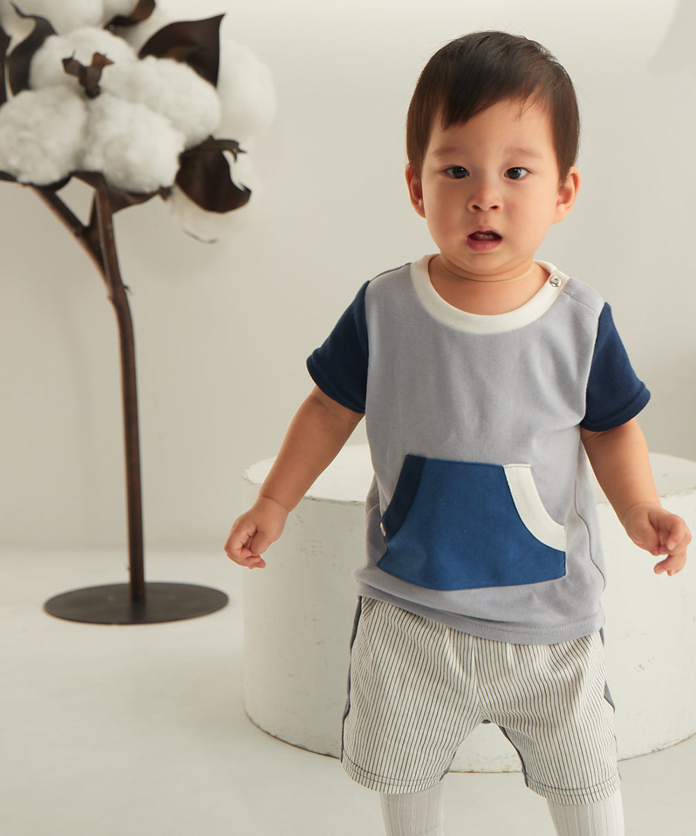 バイカラービッグポケットTシャツ