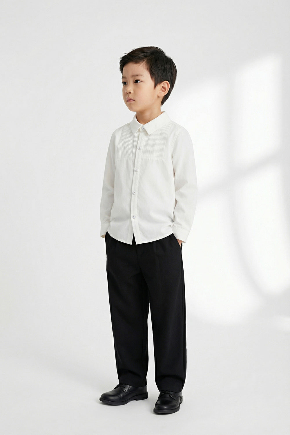 【予約商品】Main コレクション：Heirloom Pintuck ピンタックホワイト長袖シャツ