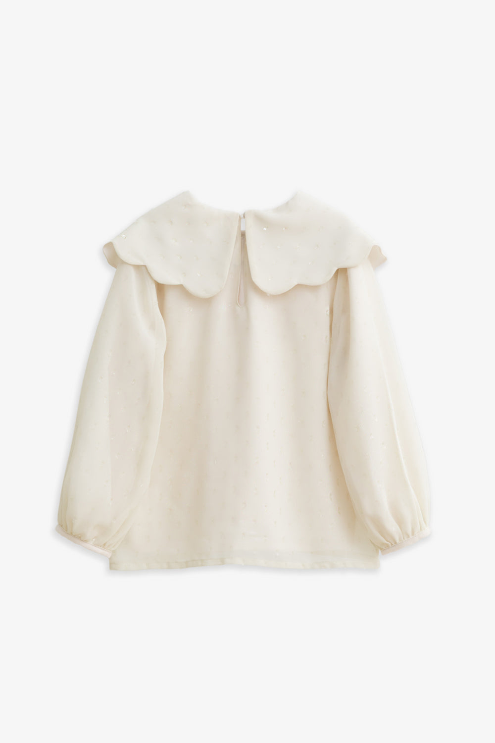【予約商品】Luxuryコレクション：Winter Blossom ラメシフォン リボンカラー長袖ブラウス