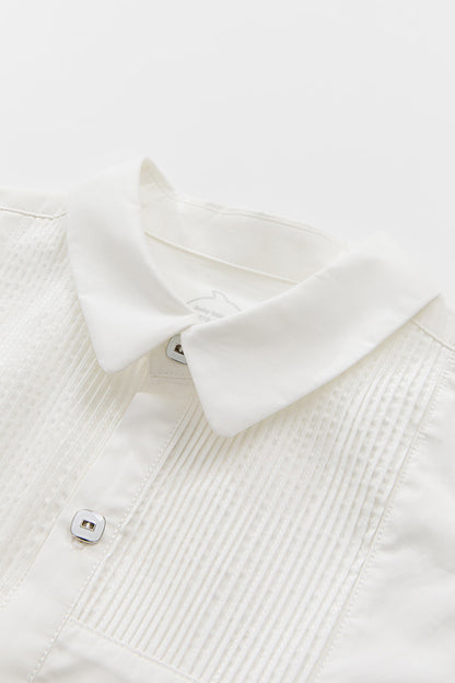 【予約商品】Main コレクション：Heirloom Pintuck ピンタックホワイト長袖シャツ